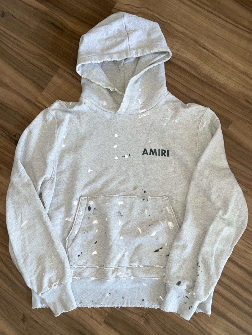 AMIRI grey paint hoodie size Large